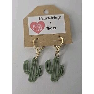 Heartstrings + Roses Cactus Earrings Western Country